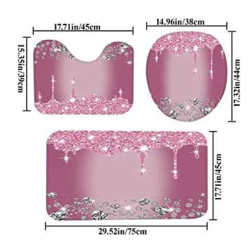 Glitter Diamond Shower Curtain Sets with Rugs and Lid Cover