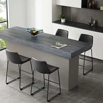 Sweetcrispy Counter Height Bar Stools Set of 4, Modern Counter Stool Faux Leather Barstools with Back, 26 inch Seat Height Island Stools Countertop Comfortable Black Bar Chairs with Metal Legs