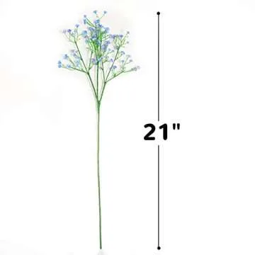 HANTAJANSS Artificial Baby Breath Flowers Bulk 12 Pcs Real Touch Gypsophila Bouquets Flowers for Wedding Party Garden Home Decoration DIY Wreath (Blue)