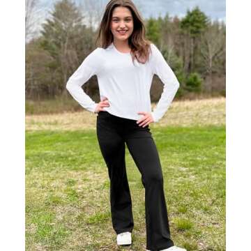 G4Free Long Sleeve Workout Tops for Women Sun Protection Clothing SPF Shirts Hiking Running Cropped Tops(White,L)