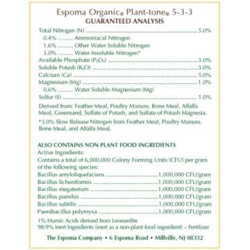 Espoma Organic Plant-Tone 5-3-3 Natural & Organic All Purpose Plant Food; 4 lb. Bag; The Original Organic Fertilizer for All Flowers, Vegetables, Trees, and Shrubs. - Pack of 2