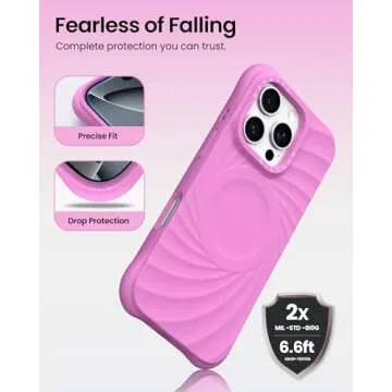 ORNARTO Vortuxe for iPhone 16 Pro Max Case 6.9" | 2X MIL-STD Drop Protection | Compatible with MagSafe | Sleek Aesthetic Liquid Silicone Phone Cover - Peony