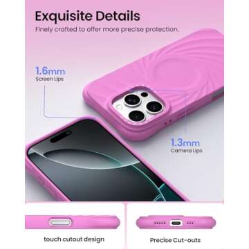 ORNARTO Vortuxe for iPhone 16 Pro Max Case 6.9" | 2X MIL-STD Drop Protection | Compatible with MagSafe | Sleek Aesthetic Liquid Silicone Phone Cover - Peony