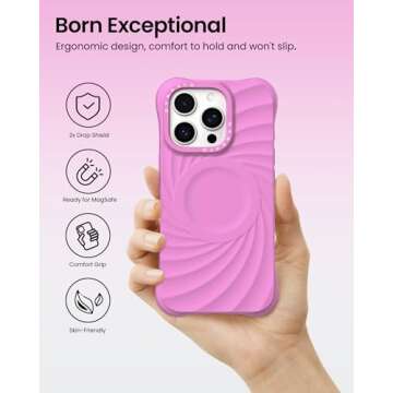 ORNARTO Vortuxe for iPhone 16 Pro Max Case 6.9" | 2X MIL-STD Drop Protection | Compatible with MagSafe | Sleek Aesthetic Liquid Silicone Phone Cover - Peony