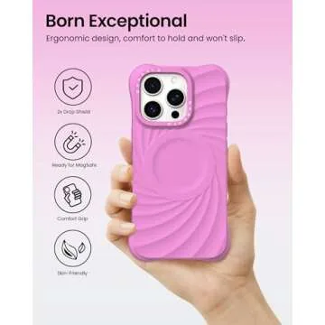 ORNARTO Vortuxe for iPhone 16 Pro Max Case 6.9" | 2X MIL-STD Drop Protection | Compatible with MagSafe | Sleek Aesthetic Liquid Silicone Phone Cover - Peony