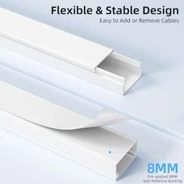 Delamu Cord Hider | 34in Cord Covers for Wires on Wall | Large Cable Hider | Wire Covers for Cords | Wire Hiders for TV on Wall | Paintable Cable Cover Cable Management | 2X L17 W1.18 H0.6in, White