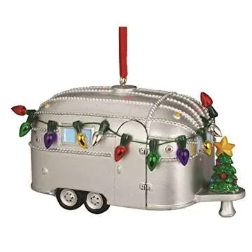 Cape Shore Light Up Resin Camper Ornament with Christmas Tree, 4-inches, Multicolor