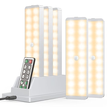 DAKOMM LED Closet Light with Remote, 20 LED Rechargeable (Warm Light-5Pcs Charging Station)