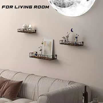 Serwrsw Elegant Moon Phase Wall Floating Shelves