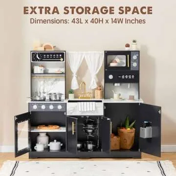 Tiny Land Play Kitchen for Kids, Wooden Play Kitchen Sets for Girls and Boys, New Modern Toddler Kitchen Toy Kitchen Designed in Trendy Home Style, Gift for Ages 3+