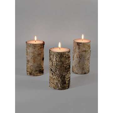 Birch Bark Candle Set - Rustic Home Decor & Weddings