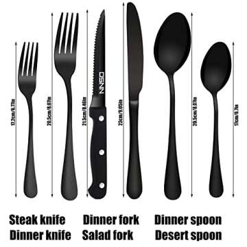 DSNN Colorful Silverware Set 48-pieces Service for 8, Stainless Steel Flatware for Modern Dinning Ta...