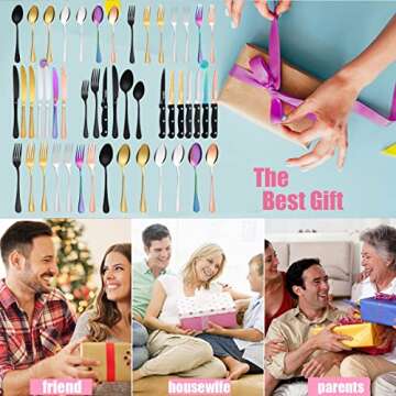 DSNN Colorful Silverware Set 48-pieces Modern Tableware