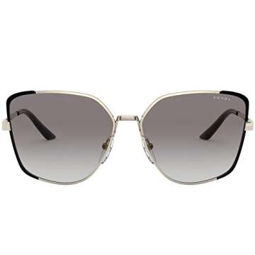 Prada PR 60XS AAV0A7 Pale Gold Black Metal Butterfly Sunglasses Grey Gradient Lens