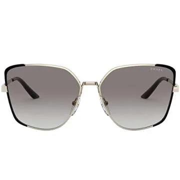 Prada PR 60XS AAV0A7 Pale Gold Black Metal Butterfly Sunglasses Grey Gradient Lens