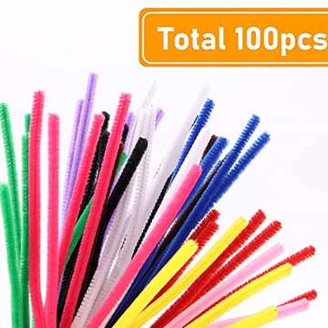Caydo 100PCS Pipe Cleaners in 10 Colors, Multi-Color Chenille Stems Craft Supplies for Creative DIY ...