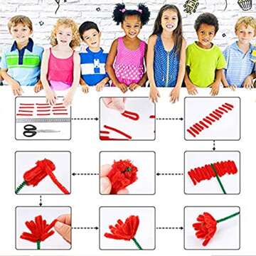 Caydo 100PCS Pipe Cleaners in 10 Colors, Multi-Color Chenille Stems Craft Supplies for Creative DIY Art and Crafts Decorations (6 mm x 12 Inch)