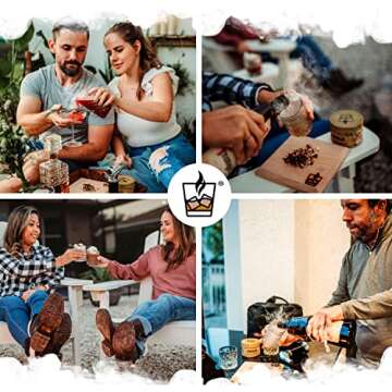 Cocktail Smoker Kit with Torch for Smoking Bourbon Whiskey Cocktails 7 Piece Old Fashioned Smoker Kit with Carrying Case Includes a Handcrafted White Oak Smoking Board with 3 Different Wood Chips