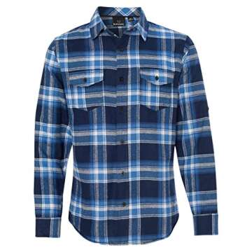 Burnside Men's Yarn-Dyed Long Sleeve Flannel Shirt, Blue/White, L