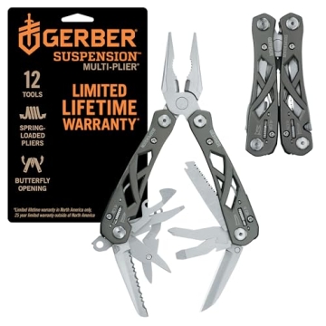 Gerber Gear Suspension 12-in-1 EDC Multi-Plier Multitool with Pocket Knife, Needle Nose Pliers, Wire...