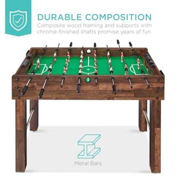 Best Choice Products 48in Competition Sized Foosball Table, Arcade Table Soccer for Home, Game Room, Arcade w/ 2 Balls, 2 Cup Holders - Walnut