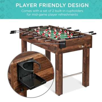 Best Choice Products 48in Competition Sized Foosball Table, Arcade Table Soccer for Home, Game Room, Arcade w/ 2 Balls, 2 Cup Holders - Walnut