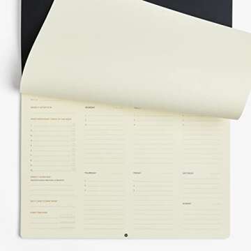 Intelligent Change - Weekly Desk Pad, 1-Year Productivity Planner, Tear-Out Deskpad for to-Do List, Productivity Tools for Time Management and Mindfulness, A4 Size, Black