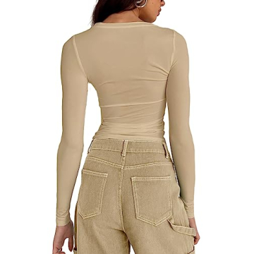 Abardsion Women's Slim Fit Long Sleeve Cropped T-Shirt