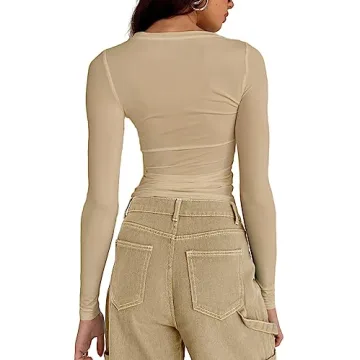 Abardsion Women's Slim Fit Long Sleeve Cropped T-Shirt