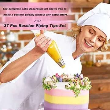 Suuker 27 Pieces Russian Piping Tips Set, Cake Decorating Tips Baking Supplies for Cupcake Cookies B...
