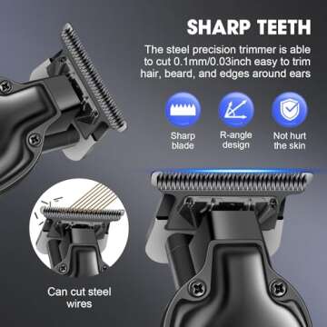 HIENA PRO Professional Hair Beard Trimmer for Men Hair Clippers for Barber with T Blade, Cordless Cl...