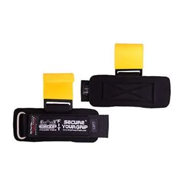 Heavy Duty PRO Metal Lifting Steel Hooks Power Weightlifting Set of 2 Premium Thick Padded Workout Hook Gloves (Women-Wrist Size Small/Medium, Yellow)