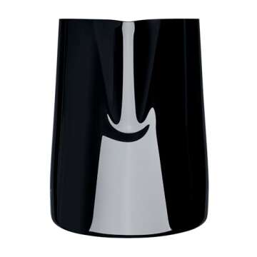 Normcore Steaming Pitcher, 15.2 oz Milk Frother Jug with Round Spout, Premium Barista Tools for Precision Latte Art, Measurement on the Inside, Gun-Metal Black, 450 ml