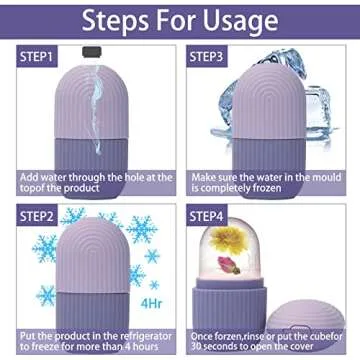 XHJRI Ice Face Roller Massager,Ice Cube Roller for Face, Eyes and Neck Naturally Conditioning and Skin Care,De-Puff Eye Bags,Reduce Migraine Pain,Reusable Massage Silicone Ice Mold (Purple)
