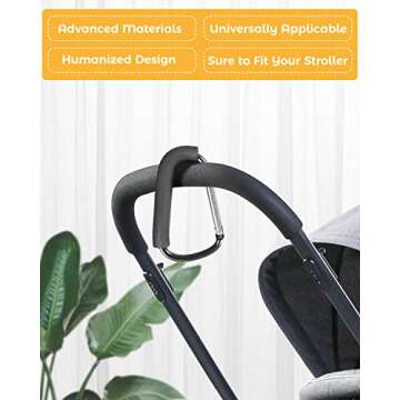 Stroller Hooks, 6.3" Large Stroller Clip, Stroller Hooks for Hanging Bags and Shopping, Stroller Acc...