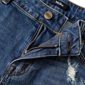 MSSHE Women's Plus Size Destroyed Washed Short Jeans Pants Denim Shorts 22W