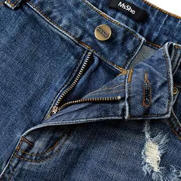 MSSHE Women's Plus Size Destroyed Washed Short Jeans Pants Denim Shorts 22W