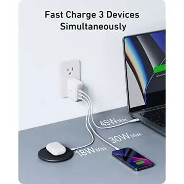 Anker 100W USB C Charger Block (GaN II), 3 Port Fast Compact Wall Charger for MacBook, Dell XPS, iPad Pro, Galaxy S24, iPhone 16 / 15 and more series