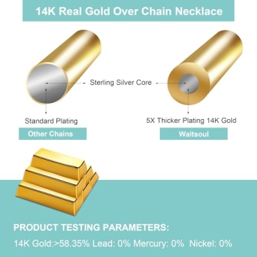 Waitsoul 925 Sterling Silver Gold Chain Necklace Men Women