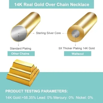 Waitsoul 925 Sterling Silver Gold Chain Necklace Men Women