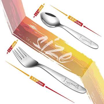 FUNNUO 4 Piece Toddler Utensils, Stainless Steel Toddler Forks and Spoons, Safe Kid Silverware Set f...