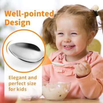 FUNNUO 4 Piece Toddler Utensils, Stainless Steel Toddler Forks and Spoons, Safe Kid Silverware Set for Self Feeding, Children Flatware Sets with Mirror Polished，Dishwasher Safe