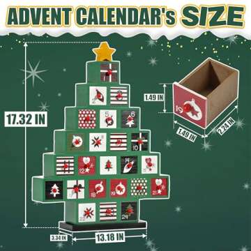 Wooden Advent Calendar, 2024 Countdown Christmas Tree Advent Calendar with 24 Storage Drawers, DIY Reusable Advent Calendars Box for Kids, Family, Adult