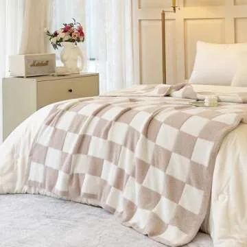 Ultra Soft Checkered Knitted Throw Blanket for Cozy Comfort