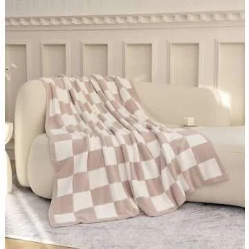 Ultra Soft Checkered Knitted Throw Blanket for Cozy Comfort