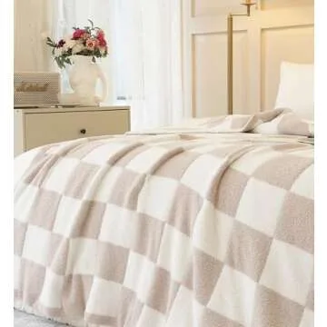 Ultra Soft Checkered Knitted Throw Blanket for Cozy Comfort