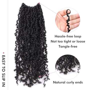 Toyotress Yanky Twist Crochet Hair - 14 Inch 8 Packs (30 Strands/Pcs) Fluffy Spring Mini Twist Short Bob Passion Twist, Natural Black Pre-Looped Crochet Braids Braiding Hair (14 Inch, 1B-8P)