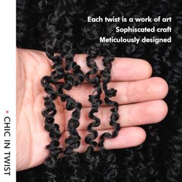 Toyotress Yanky Twist Crochet Hair - 14 Inch 8 Packs (30 Strands/Pcs) Fluffy Spring Mini Twist Short Bob Passion Twist, Natural Black Pre-Looped Crochet Braids Braiding Hair (14 Inch, 1B-8P)