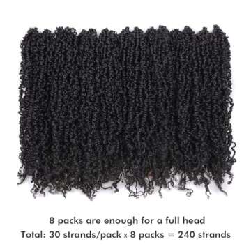 Toyotress Yanky Twist Crochet Hair - 14 Inch 8 Packs (30 Strands/Pcs) Fluffy Spring Mini Twist Short Bob Passion Twist, Natural Black Pre-Looped Crochet Braids Braiding Hair (14 Inch, 1B-8P)