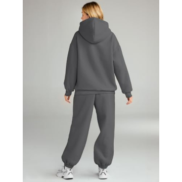 AUTOMET Sweatsuits Women 2 Piece Outfit Lounge Two Piece Sets Fall Fashion 2025 Tracksuits Oversized Sweatshirt and Sweatpants Casual Teen Girls Clothing BlackGrey S